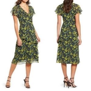 Anthropologie All in Favor Bohemian Midi Sun Floral Dress Size S